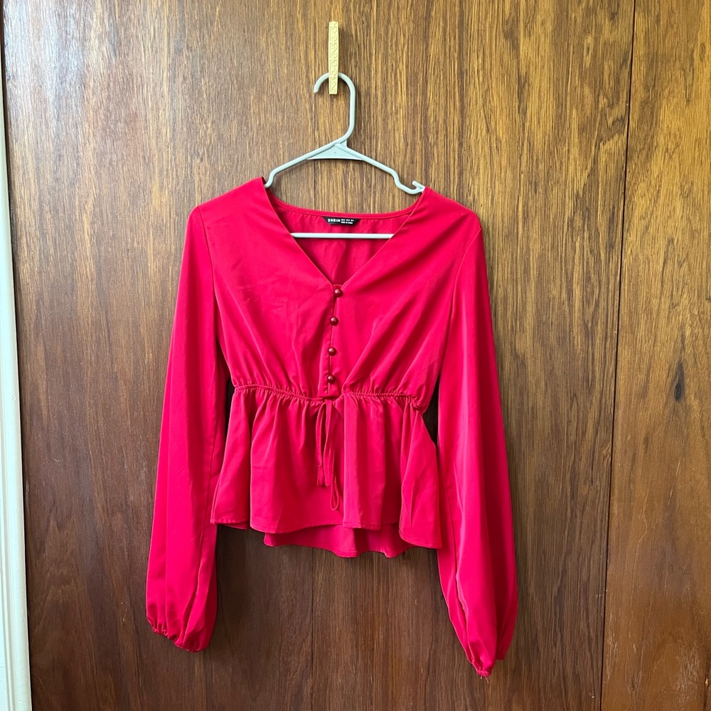 Red babydoll blouse